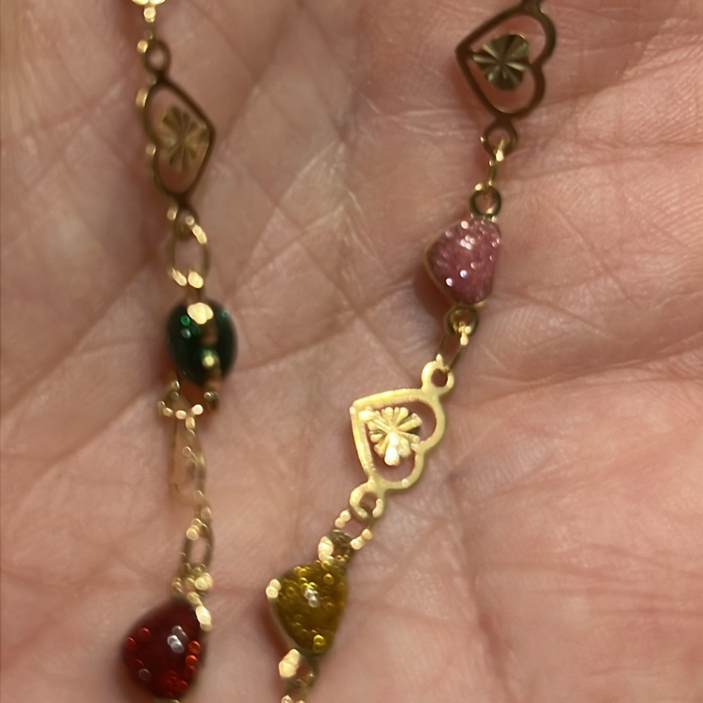 Gold Tone Rainbow Heart  Belly Chain / Convertible Necklace Adj Waist Jewelry - Picture 3 of 7